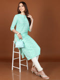 Vishudh Women Straight Embroidered Straight Kurta - Green - Image 1