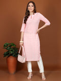 Vishudh Women Straight Embroidered Straight Kurta - Pink - Image 1