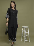 Vishudh Women Black Printed Straight Kurta - Black - Image 1