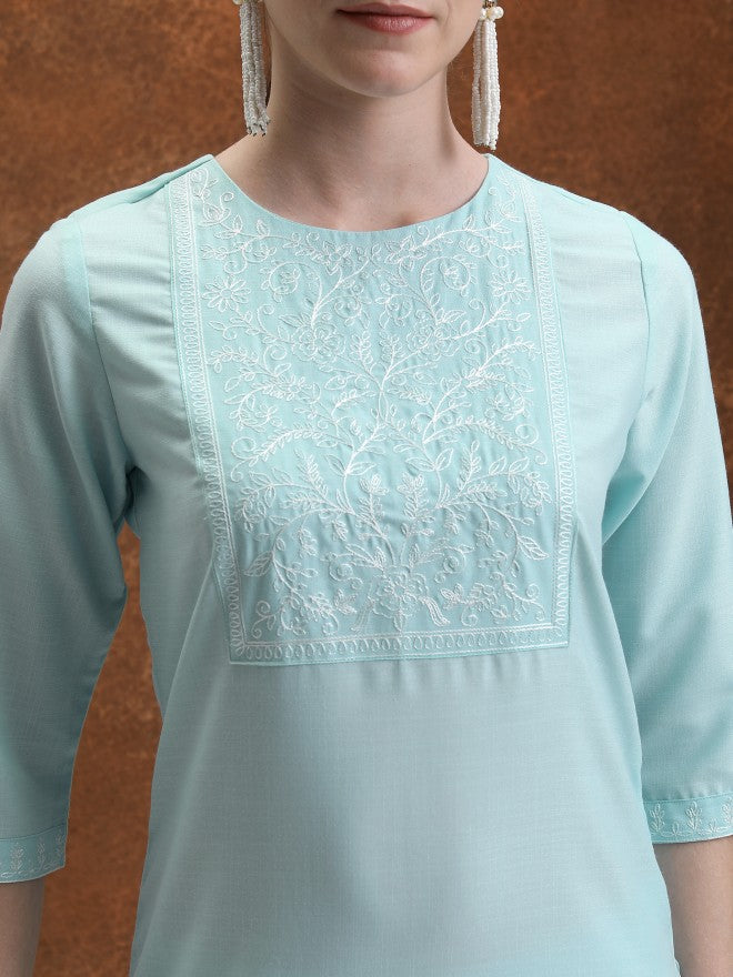 Vishudh Women White Embroidered Straight Kurta - White - Image 5