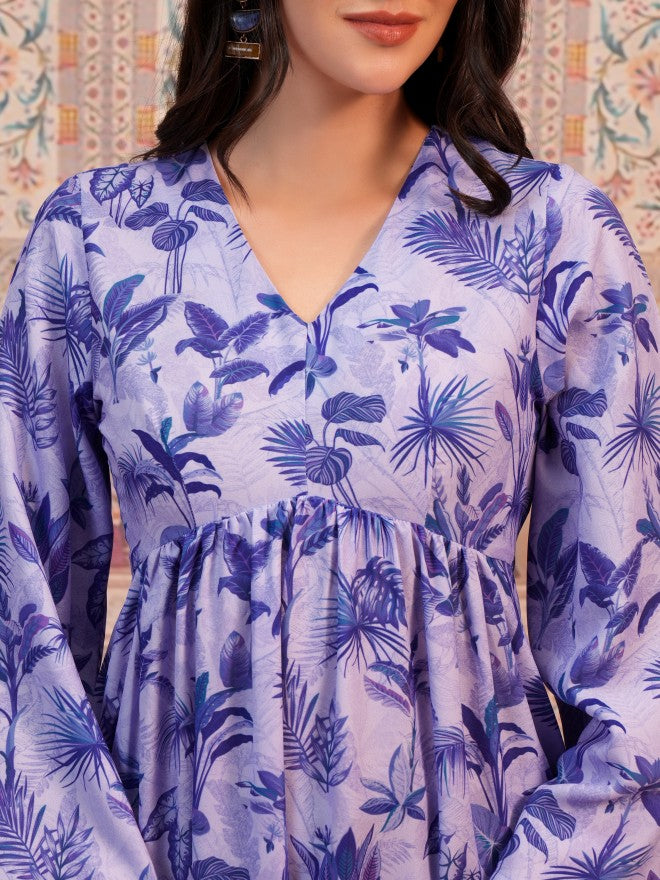 Vishudh Women Lavender Printed A-Line Kurta - Lavender - Image 5