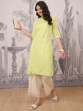 Vishudh Women Green Embroidered Straight Kurta - Green - Image 1