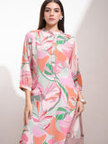 Vishudh Women Peach Printed Straight Kurta - Peach - Image 1