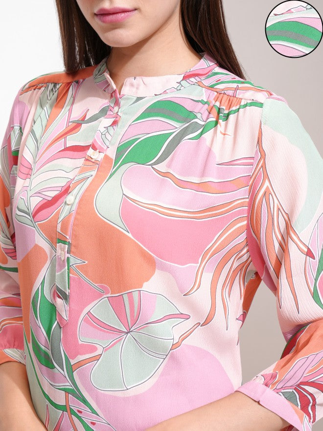 Vishudh Women Peach Printed Straight Kurta - Peach - Image 5
