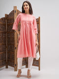 Vishudh Women Pink Embroidered A-Line Kurta - Pink - Image 1