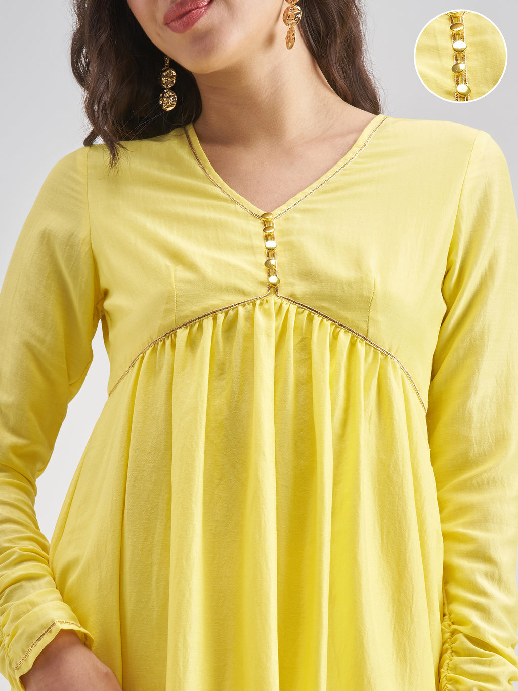 Vishudh Women Yellow Solid Anarkali Kurta - Yellow - Image 5