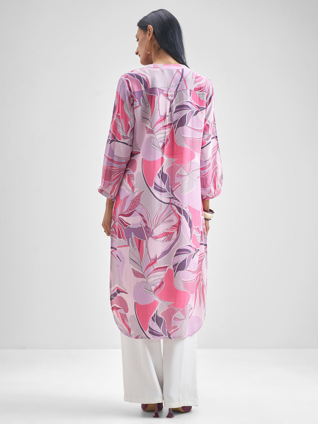 Vishudh Women Mauve Printed Straight Kurta - Mauve - Image 3