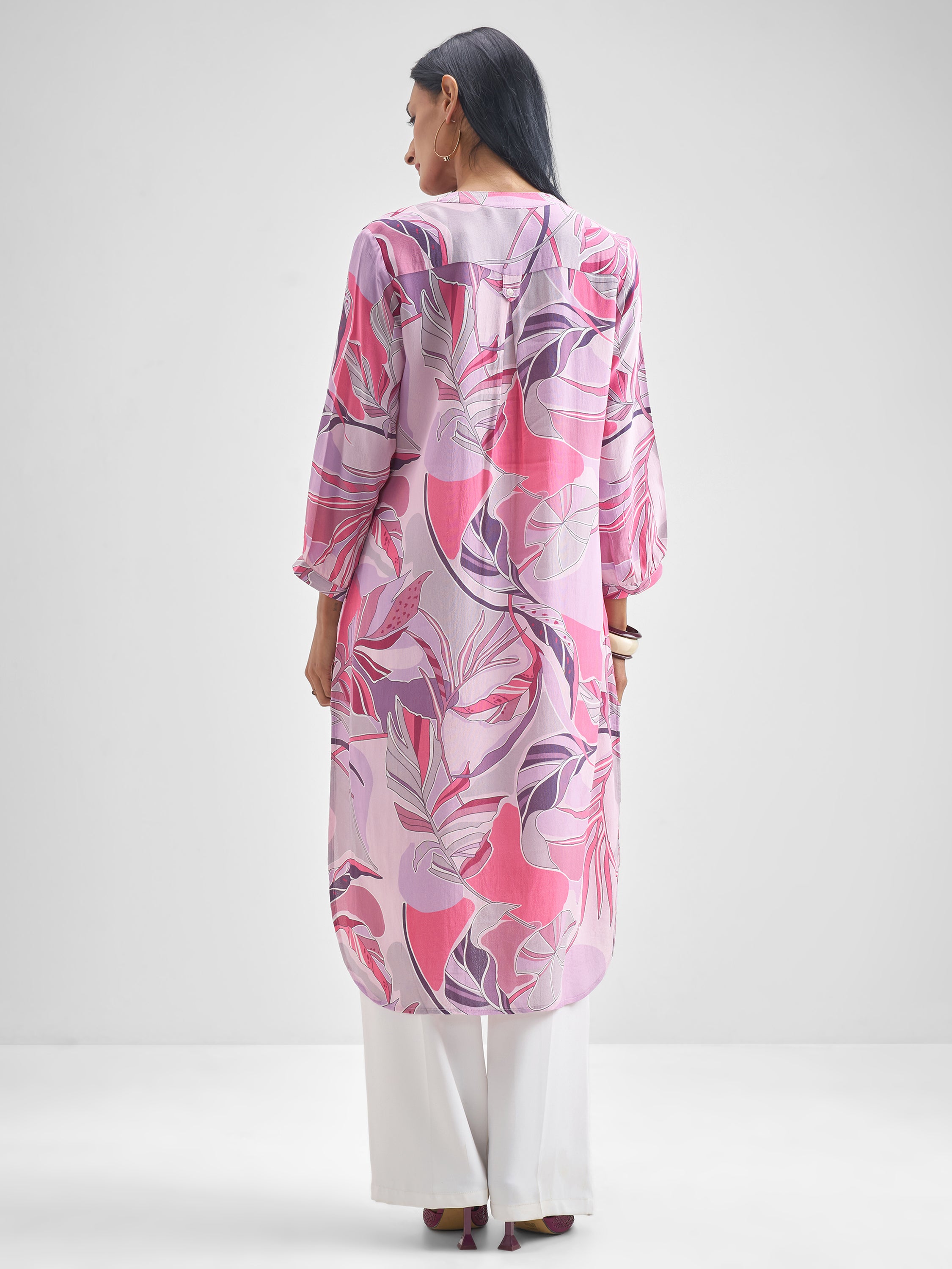 Vishudh Women Mauve Printed Straight Kurta - Mauve - Image 3
