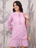 Vishudh Women Pink Printed Drop-Waist Dresses - Pink - Image 1