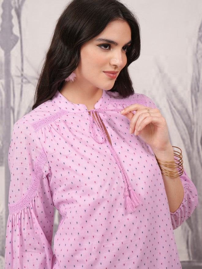 Vishudh Women Pink Printed Drop-Waist Dresses - Pink - Image 7