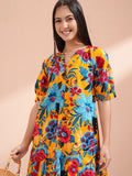 Vishudh women Multi Printed A-Line Dress - Multi - Image 1