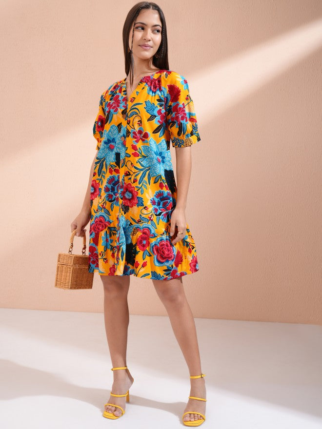 Vishudh women Multi Printed A-Line Dress - Multi - Image 2