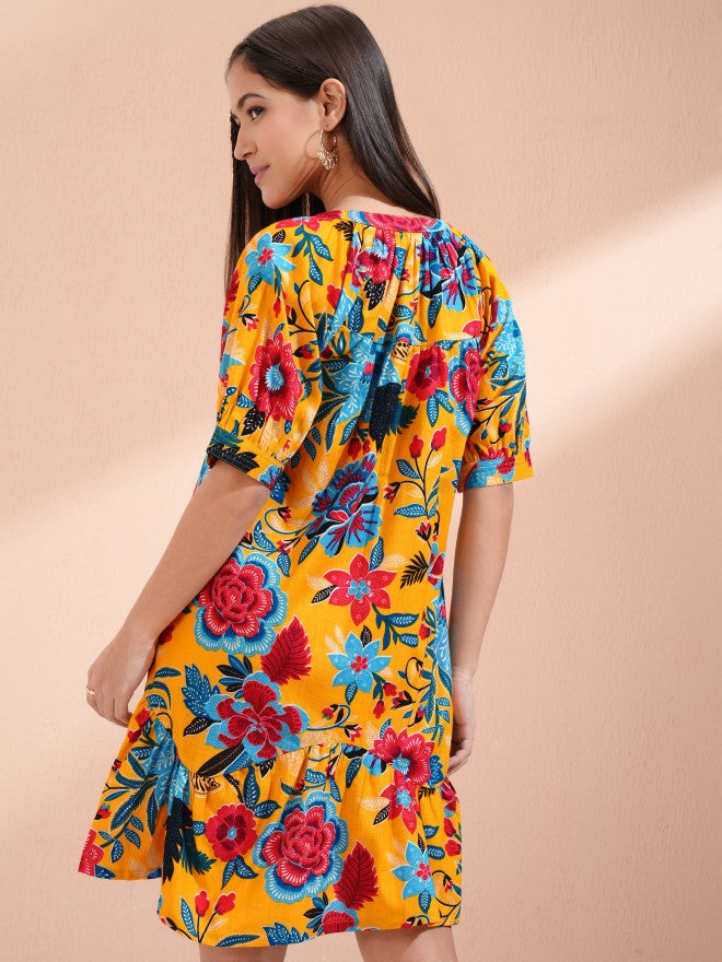 Vishudh women Multi Printed A-Line Dress - Multi - Image 3