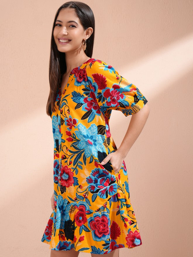 Vishudh women Multi Printed A-Line Dress - Multi - Image 4