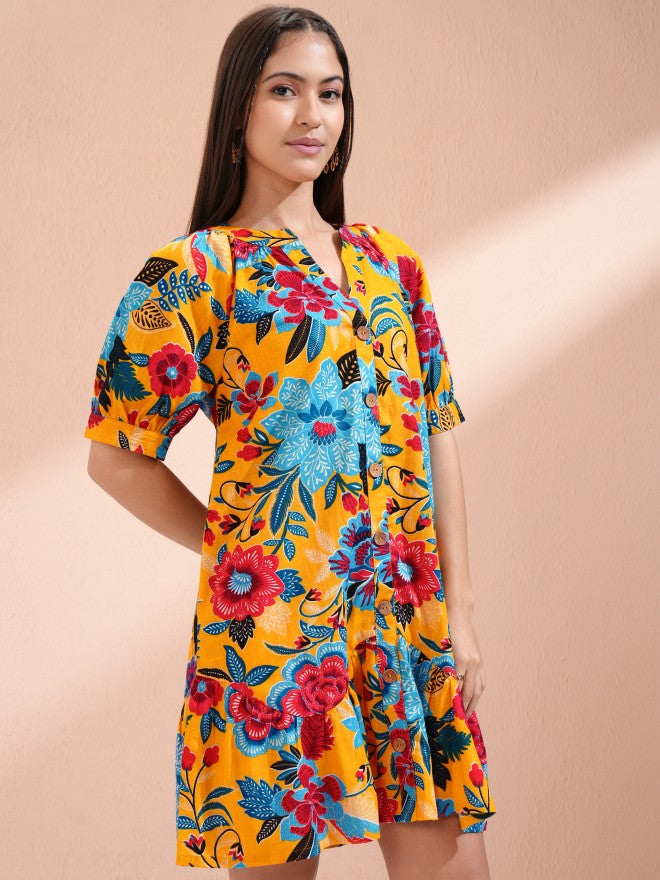 Vishudh women Multi Printed A-Line Dress - Multi - Image 6