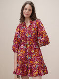 Vishudh Women Maroon Printed Drop-Waist Dress - Maroon - Image 1