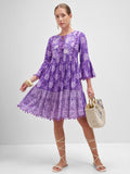Vishudh Women Purple Embroidered Fit and Flare Dress - Purple - Image 1