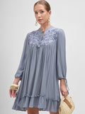 Vishudh Women Blue Embroidered A-Line Dress - Blue - Image 1
