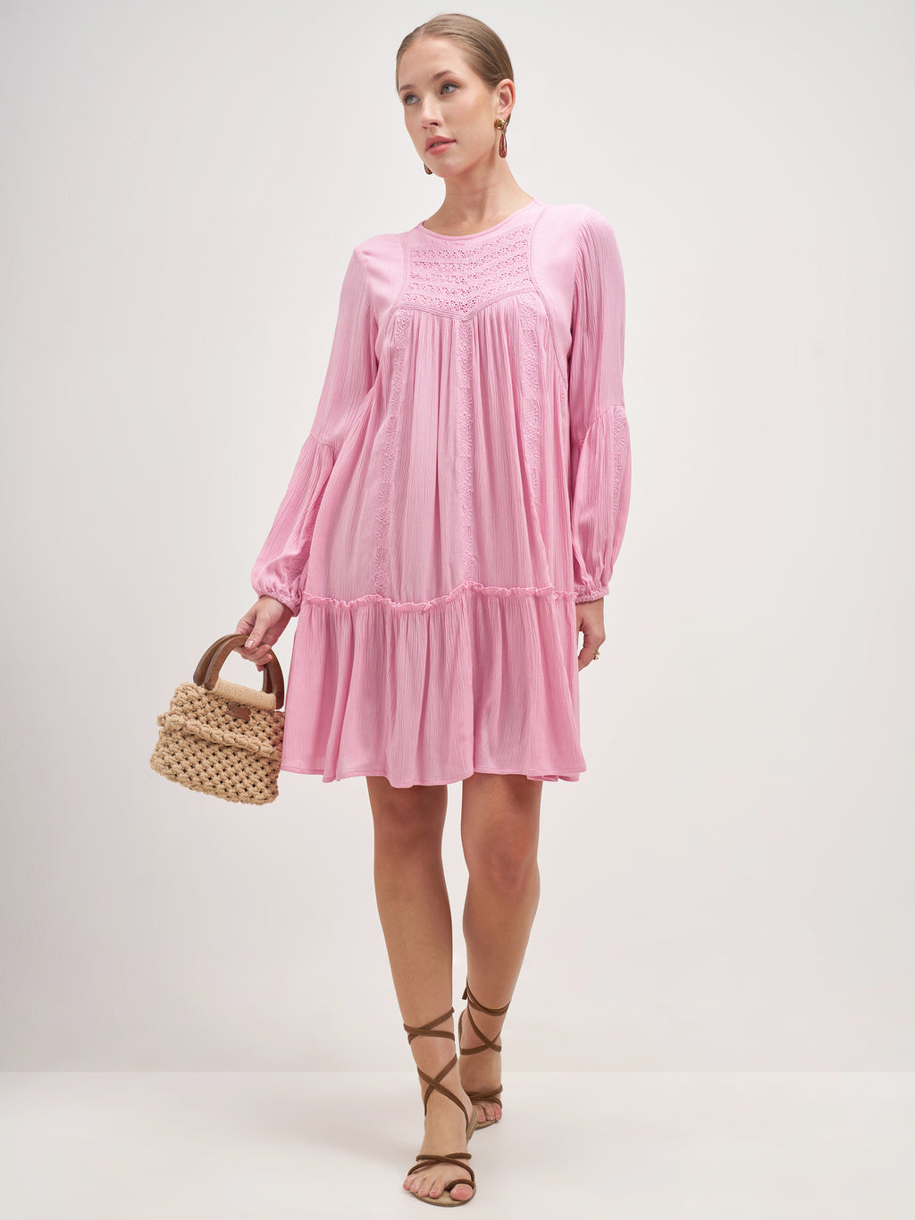 Vishudh Women Pink Embroidered A-Line Dress - Pink - Image 2