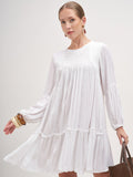 Vishudh Women White Embroidered A-Line Dress - White - Image 1