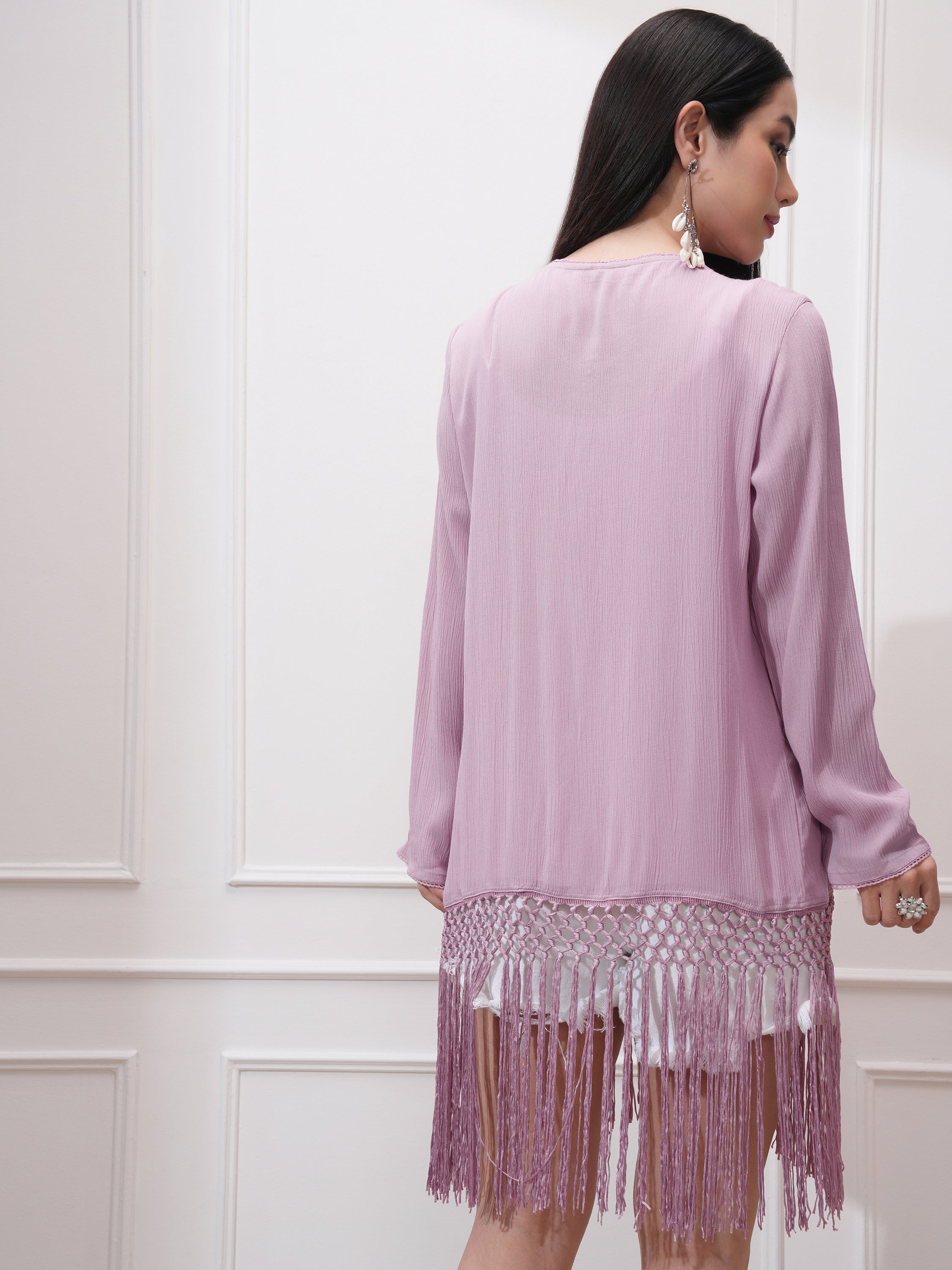 Vishudh Women Pink Embroidered Shrug - Pink - Image 3