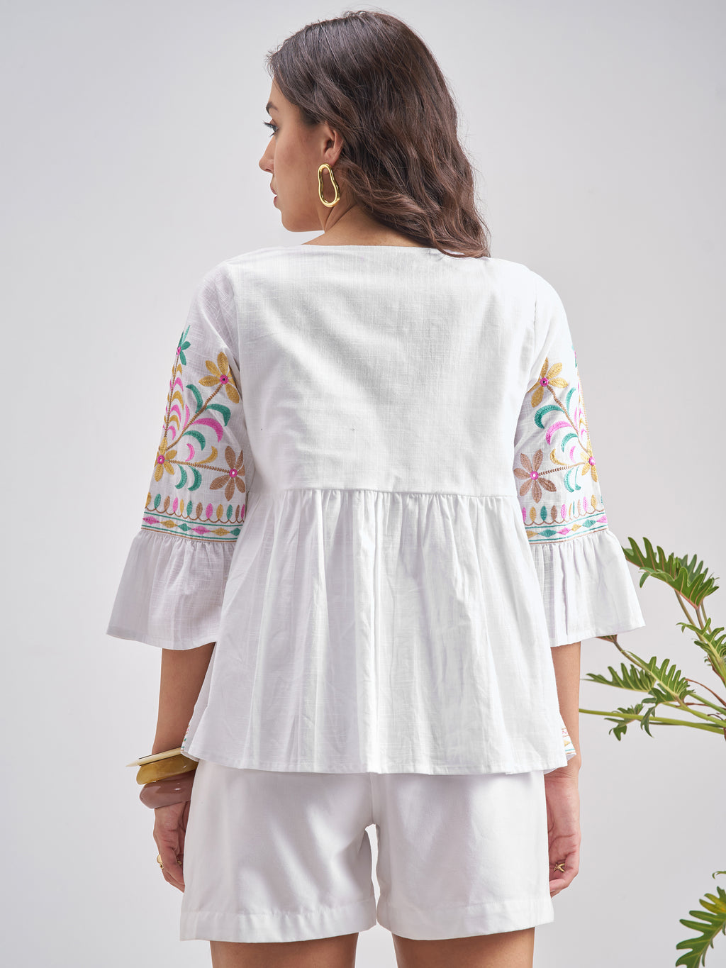 Vishudh Women WhiteEmbroidered Shrug - White - Image 3
