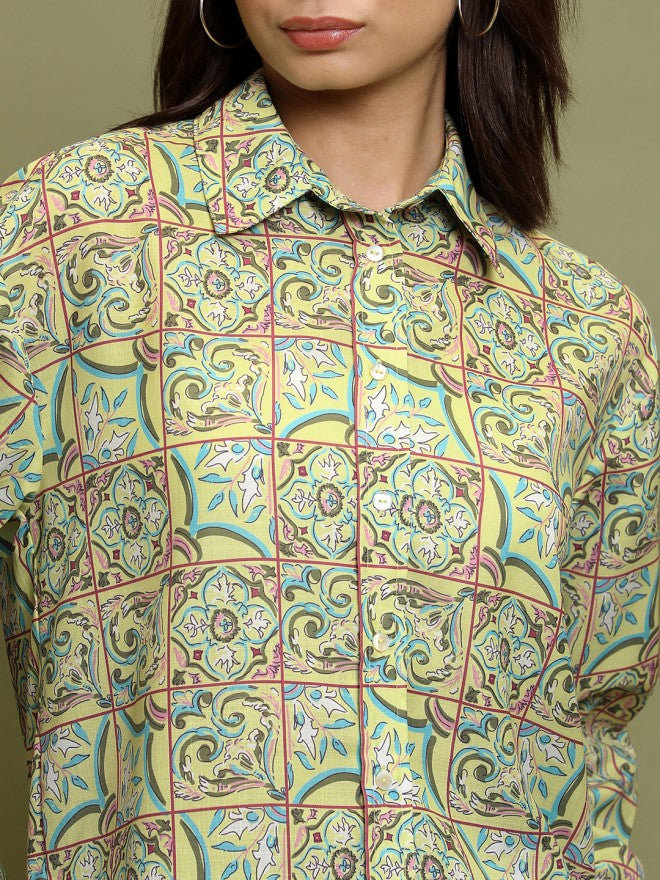 Vishudh Women Green Printed Casual Shirts - Green - Image 5