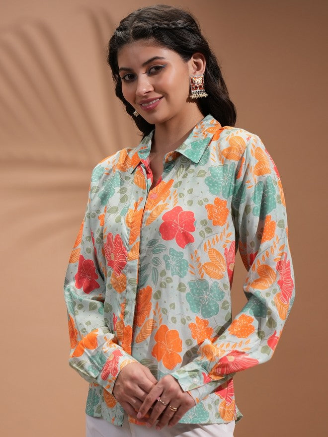 Vishudh Women Pure Viscose Crinkle Chiffon Alia Cut Hand Embroidery With Beads And Sequin Ethnic Motif Printed Kurta Set - Pink - Image 4
