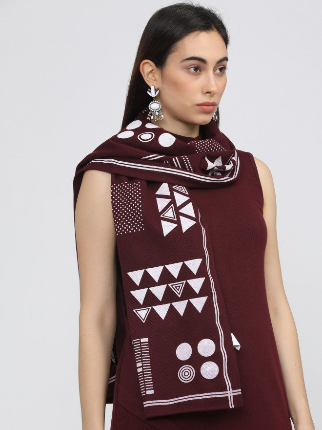 Vishudh Womens Maroon Printed Dupatta - Maroon - Image 2