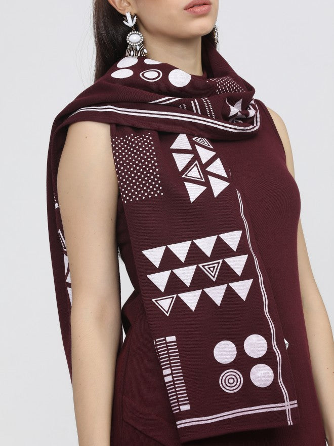 Vishudh Womens Maroon Printed Dupatta - Maroon - Image 3
