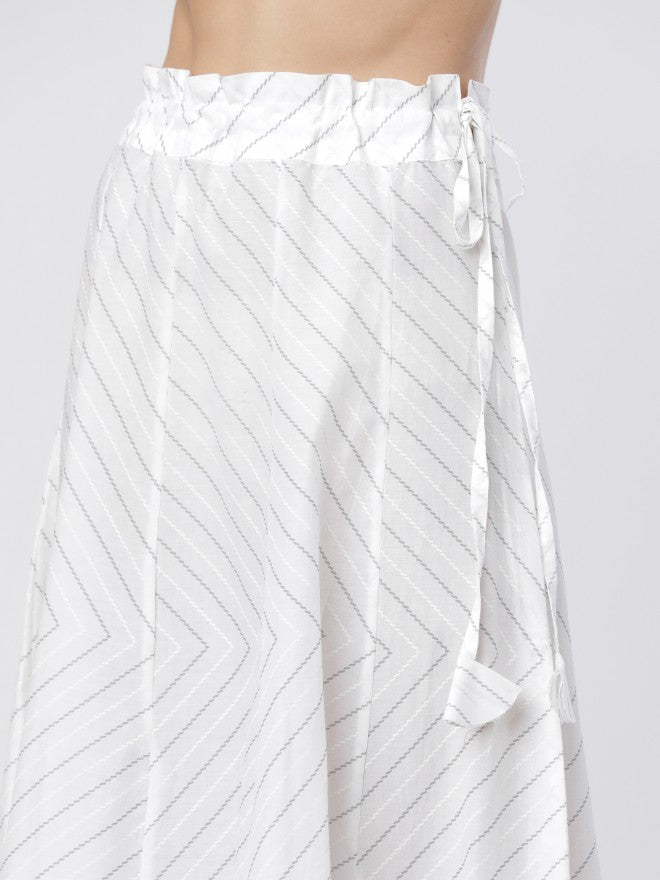 Vishudh Womens Lime/Off White Printed Skirt - Green - Image 4