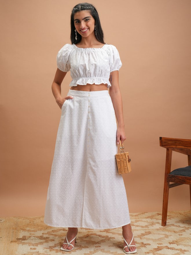 Vishudh Women White Midi Skirt - White - Image 2
