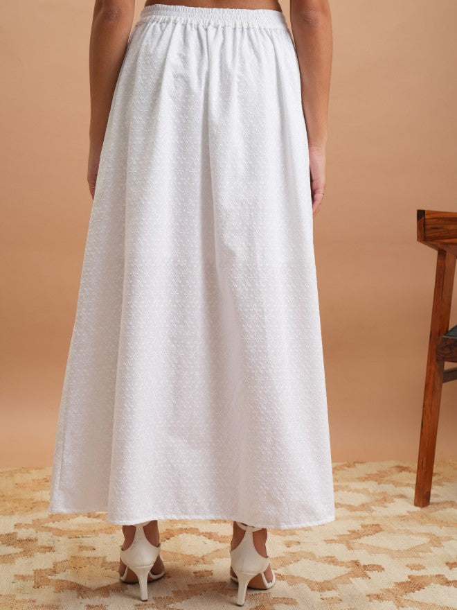 Vishudh Women White Midi Skirt - White - Image 3
