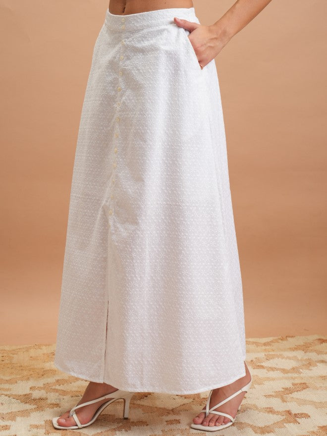 Vishudh Women White Midi Skirt - White - Image 4