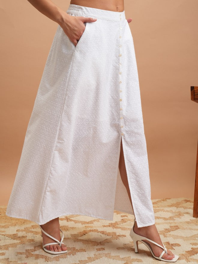 Vishudh Women White Midi Skirt - White - Image 6