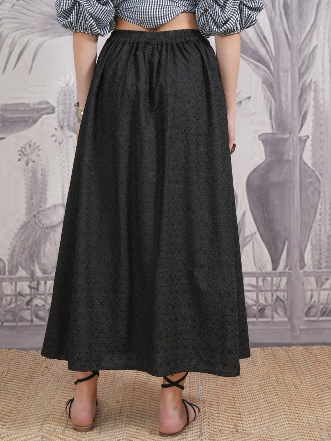 Vishudh Women Black Midi Skirt - Black - Image 3