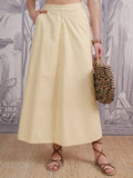 Vishudh Women Beige Midi Skirt - Beige - Image 1