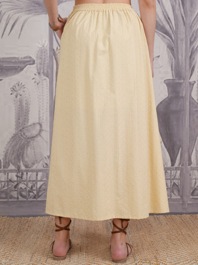 Vishudh Women Beige Midi Skirt - Beige - Image 3