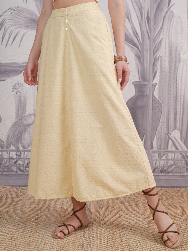Vishudh Women Beige Midi Skirt - Beige - Image 4