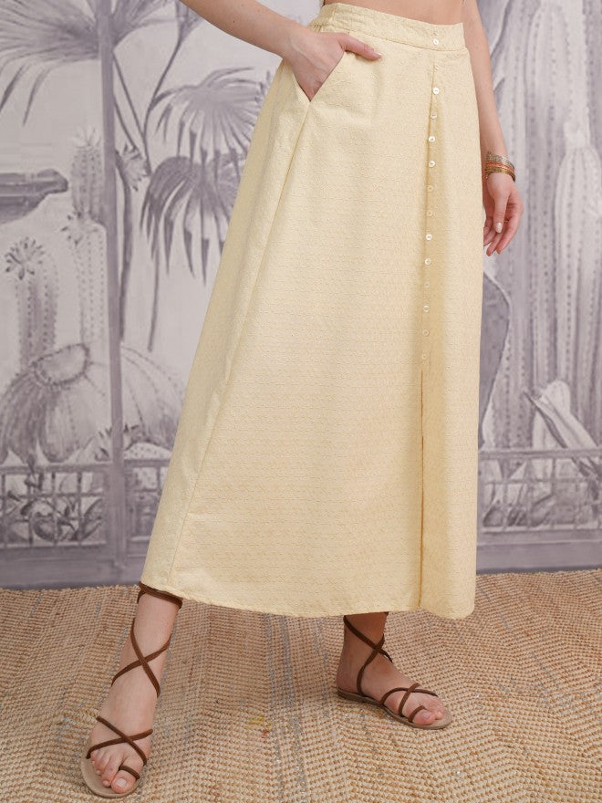 Vishudh Women Beige Midi Skirt - Beige - Image 6