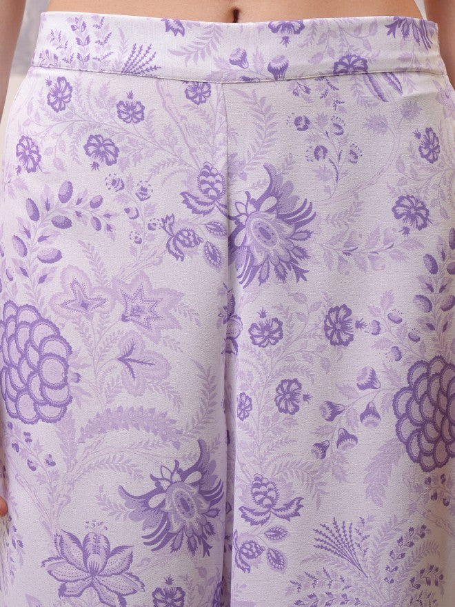 Vishudh Women Lavender Top With Palazzos and Jacket Co-Ords - Lavender - Image 6