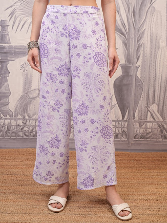 Vishudh Women Lavender Top With Palazzos and Jacket Co-Ords - Lavender - Image 7