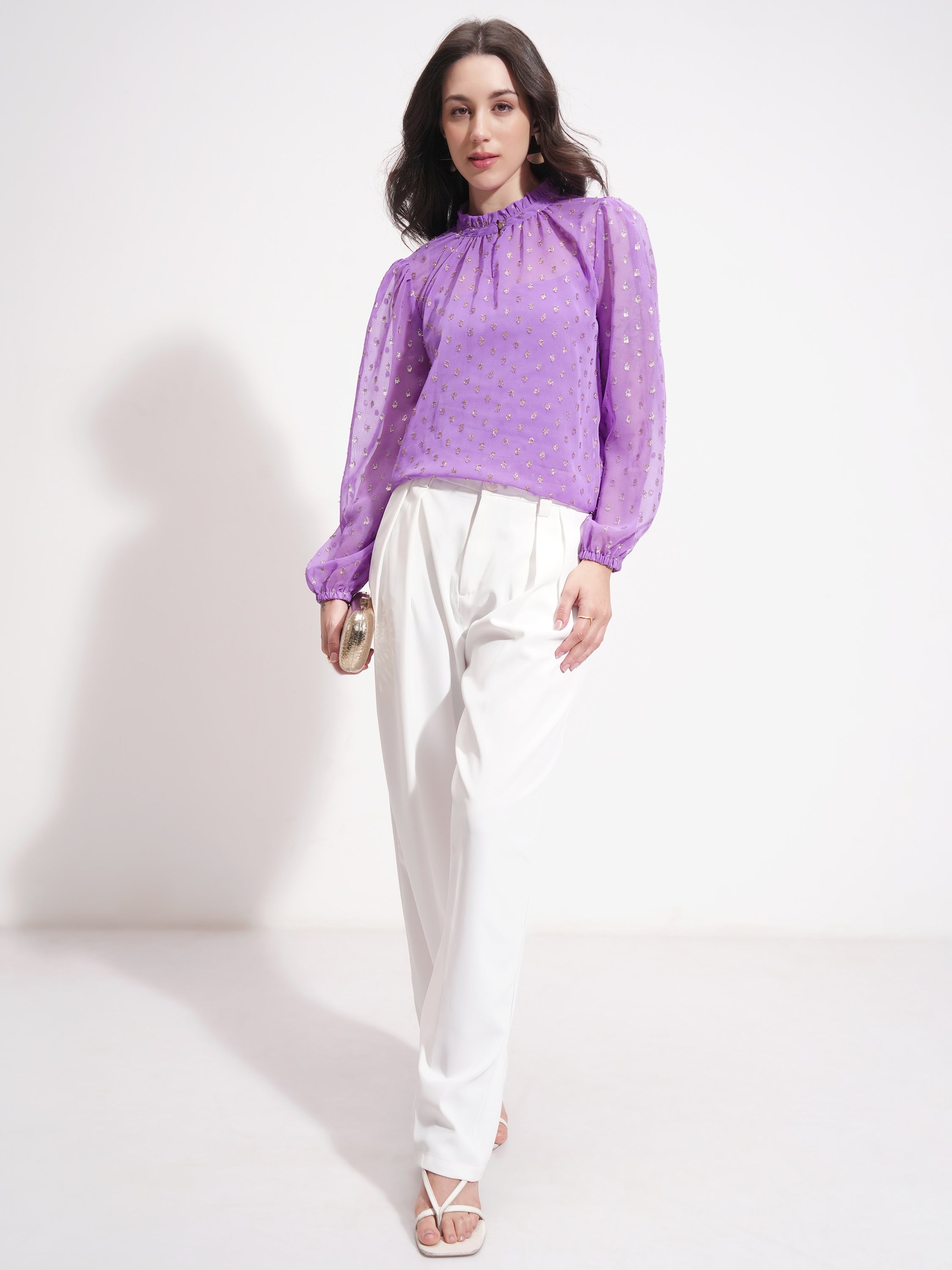 Vishudh Women Lavender Embellished Top - Lavender - Image 2