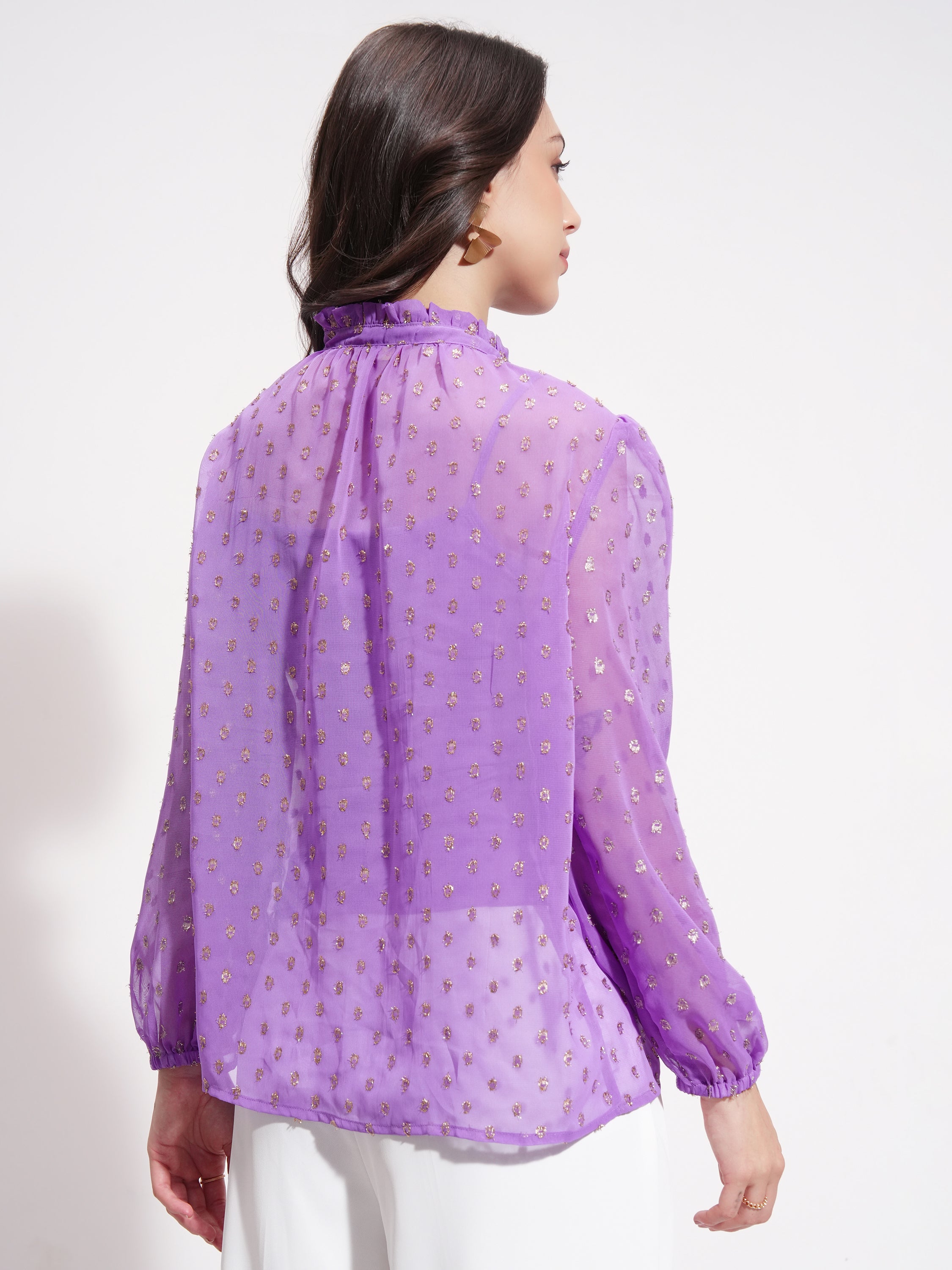 Vishudh Women Lavender Embellished Top - Lavender - Image 3