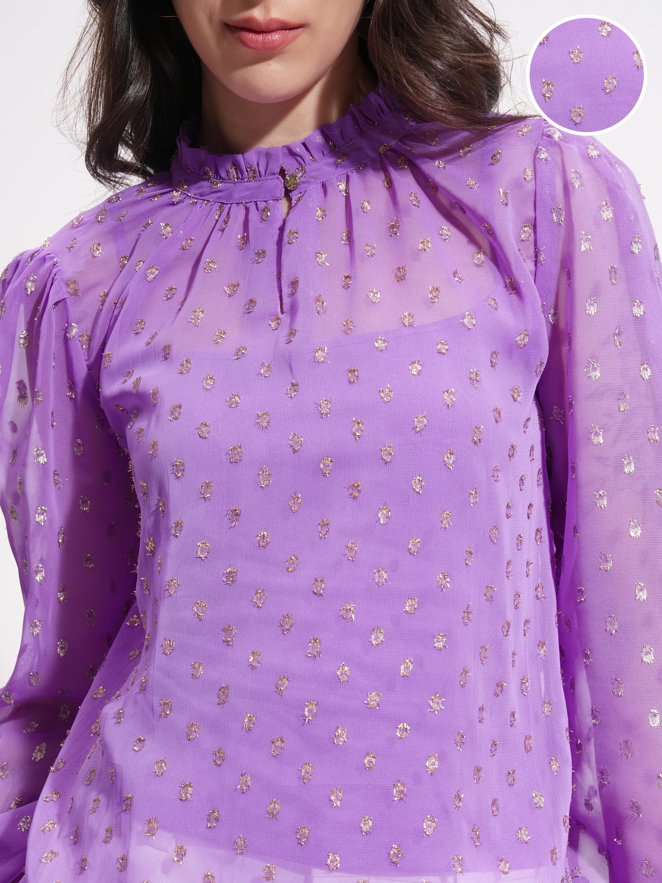 Vishudh Women Lavender Embellished Top - Lavender - Image 5