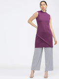 Vishudh Womens Magenta Knited Straight Tunic - Magenta - Image 1