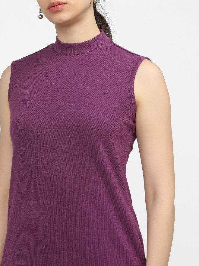 Vishudh Womens Magenta Knited Straight Tunic - Magenta - Image 4