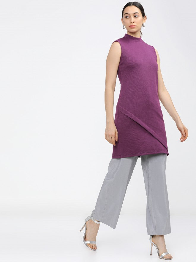 Vishudh Womens Magenta Knited Straight Tunic - Magenta - Image 5