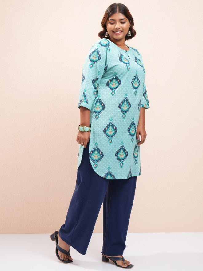 Vishudh Women Blue Printed Tunic - Blue - Image 6