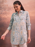 Vishudh Women Off White Printed Tunic - Off White - Image 1